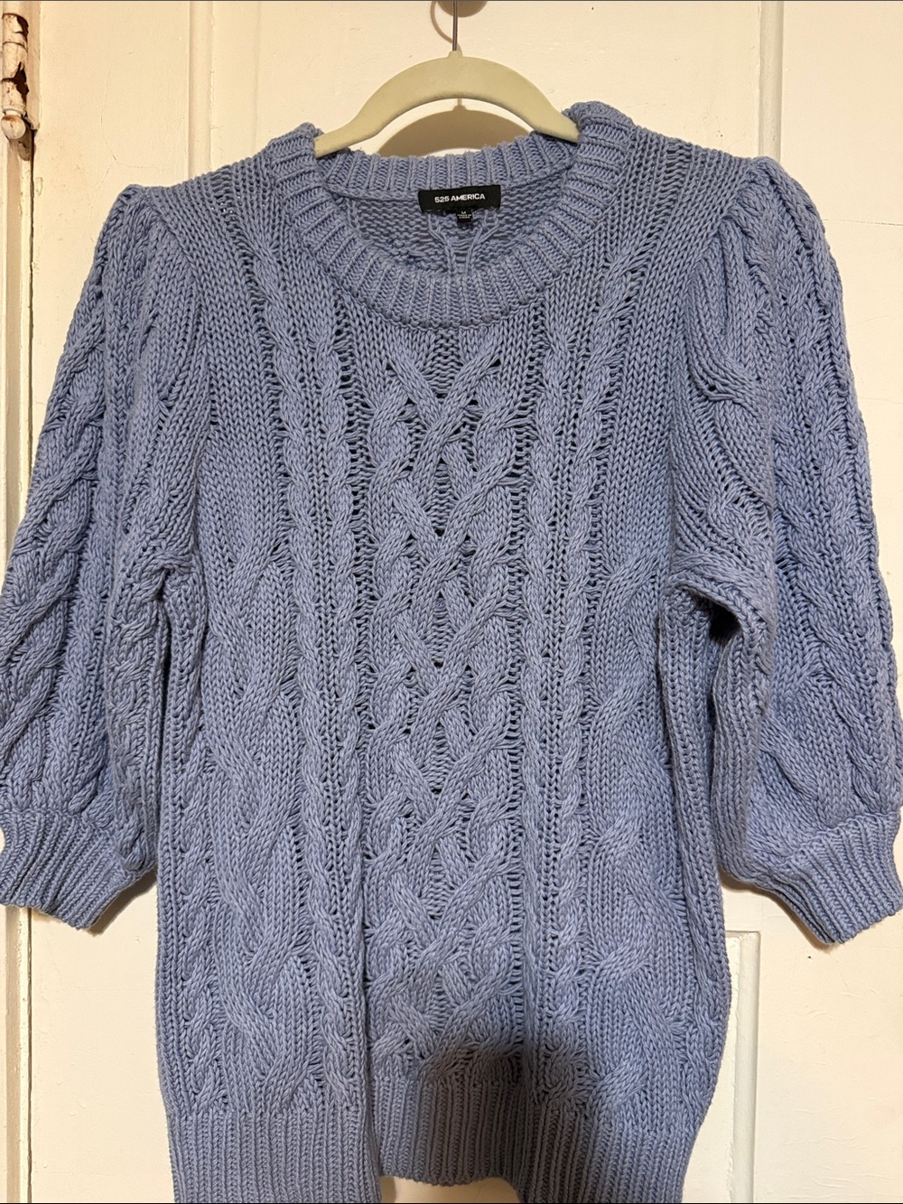 525 America Periwinkle Cable Knit Crewneck Sweater